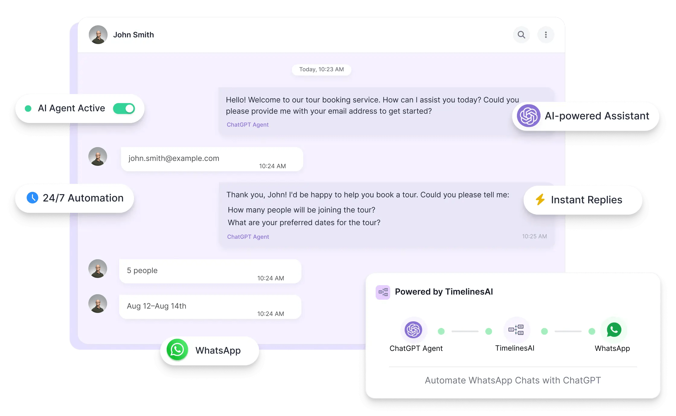 ChatGPT Agent dashboard in Timelines