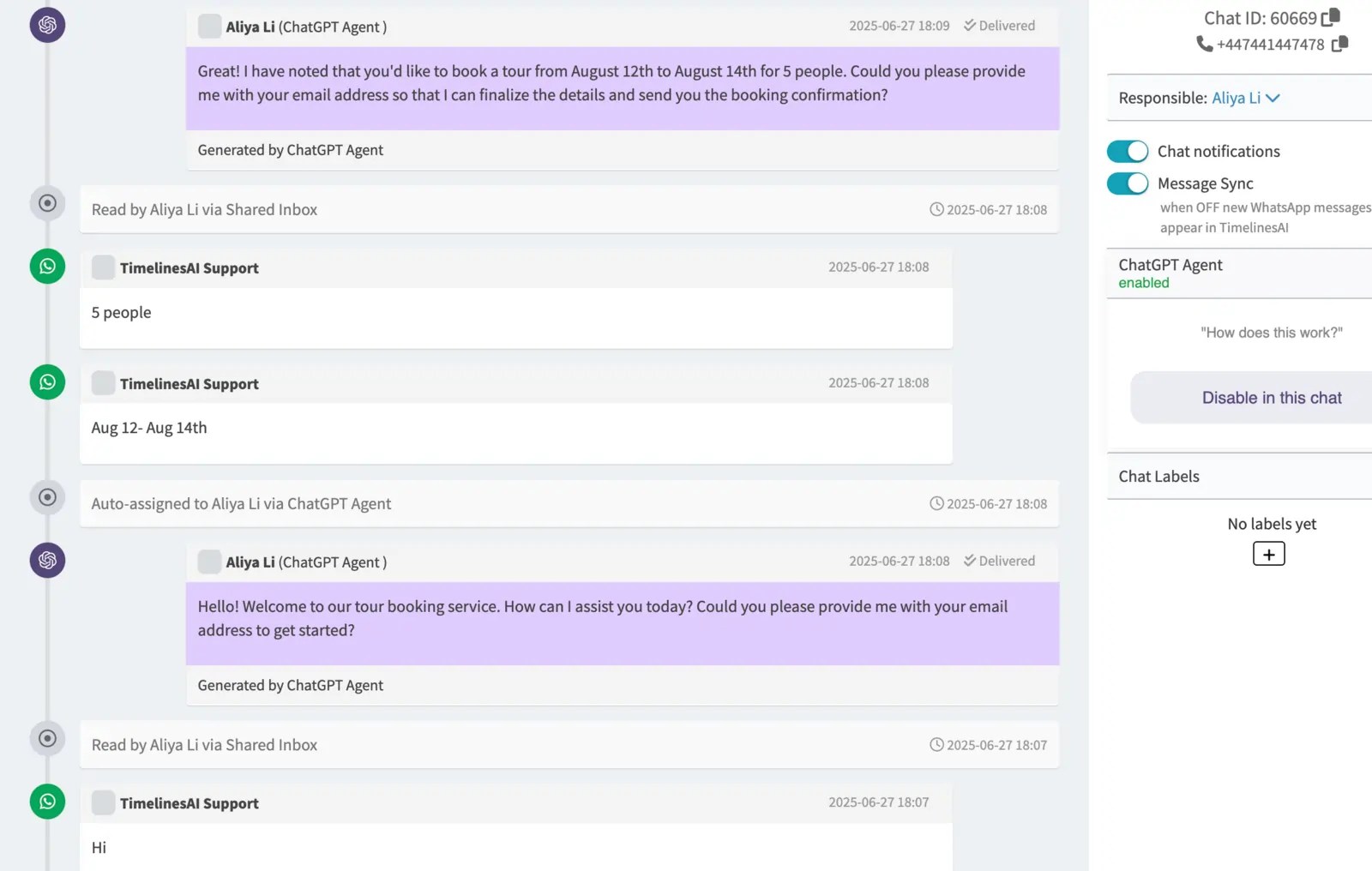 How ChatGPT Agent works in Timelines