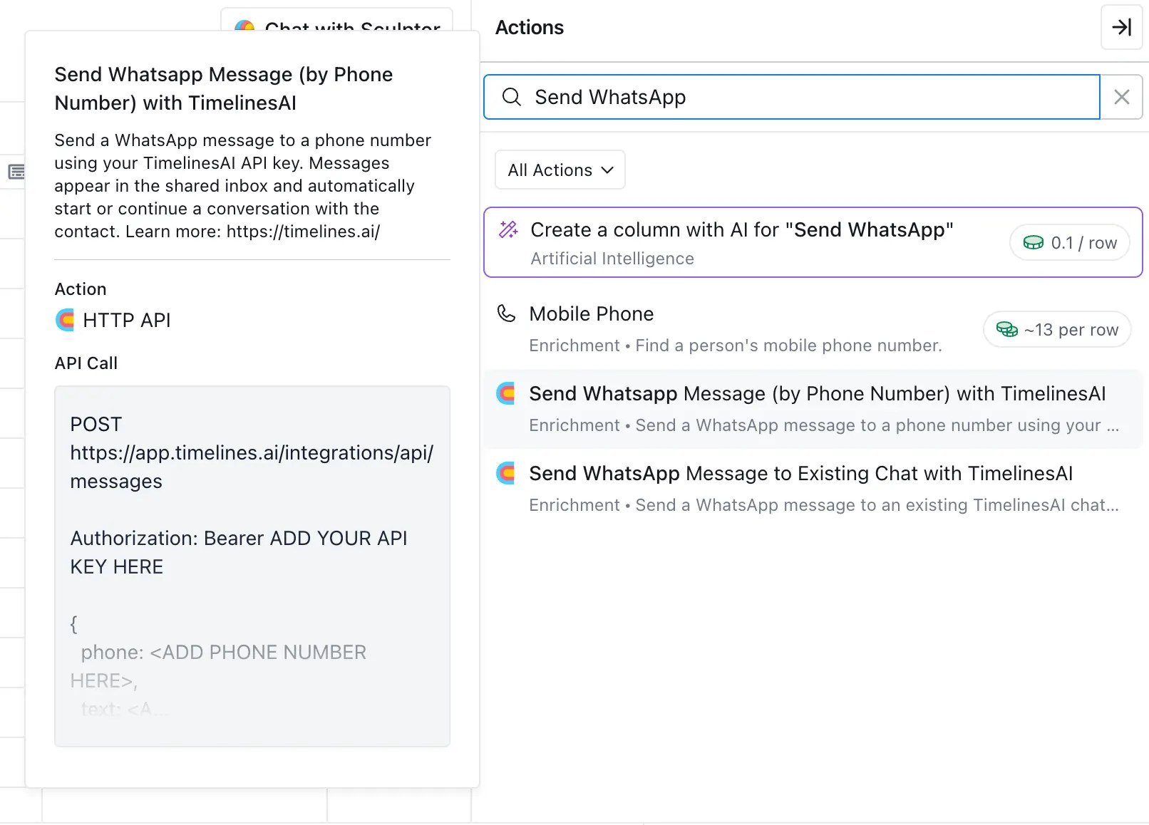 Send WhatsApp messages directly from Clay with Timelines